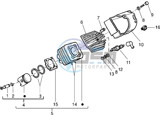 Cylinder-piston-wrist pin assy