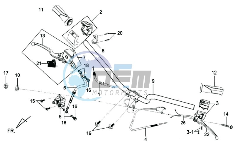 HANDLEBAR / BRAKE LEVERS CPL  L /R