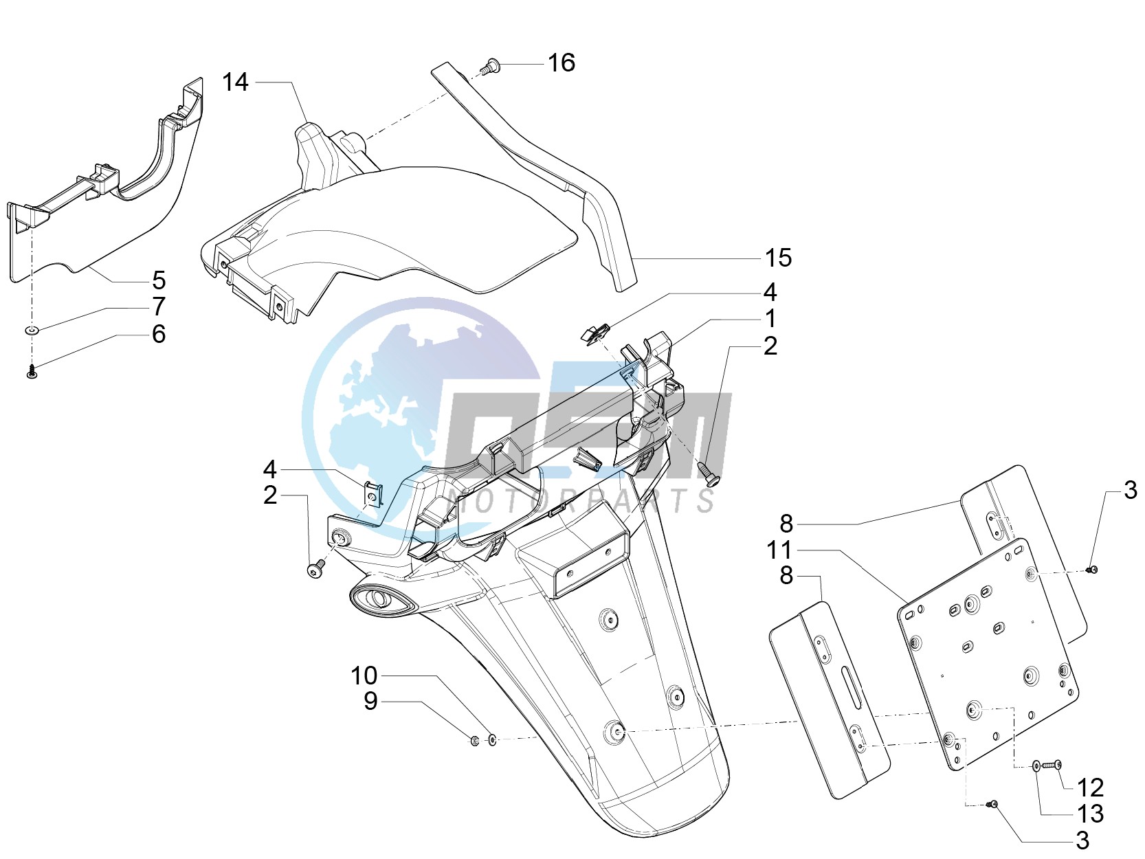 Rear cover - Splash guard