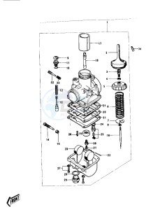 KX 250 (A) drawing CARBURETOR -- 74-76- -