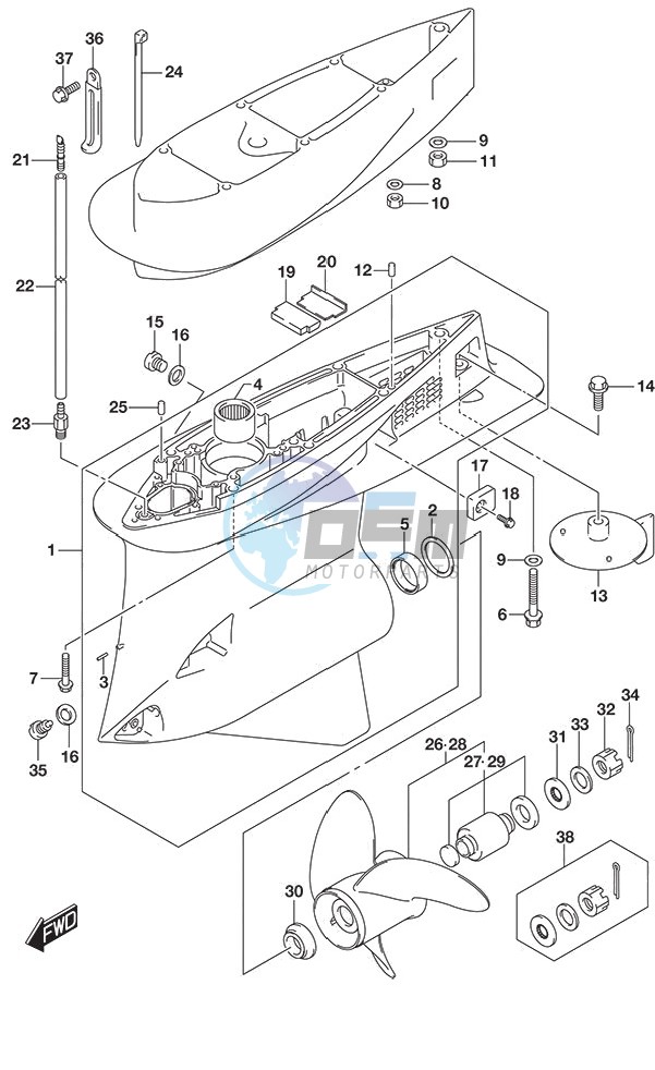 Gear Case S/N 610001 to 612132