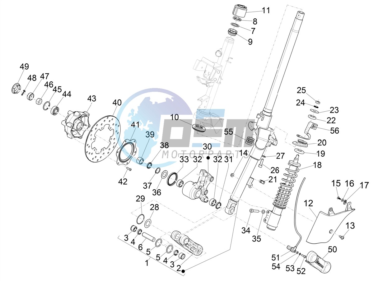 Fork/steering tube - Steering bearing unit