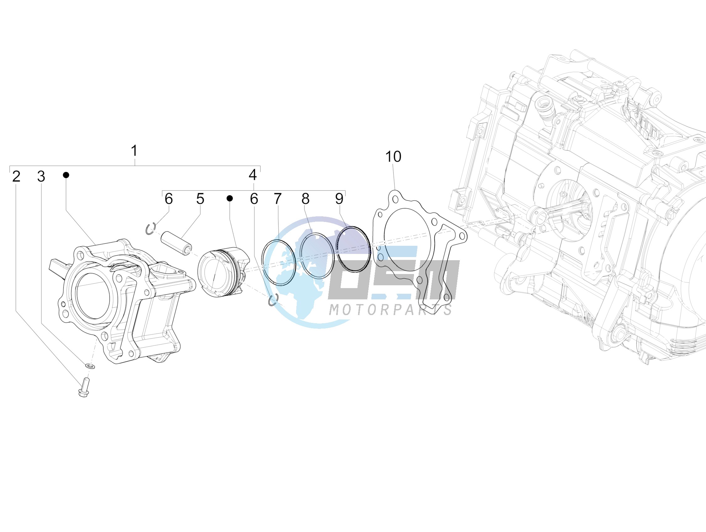 Cylinder-piston-wrist pin unit