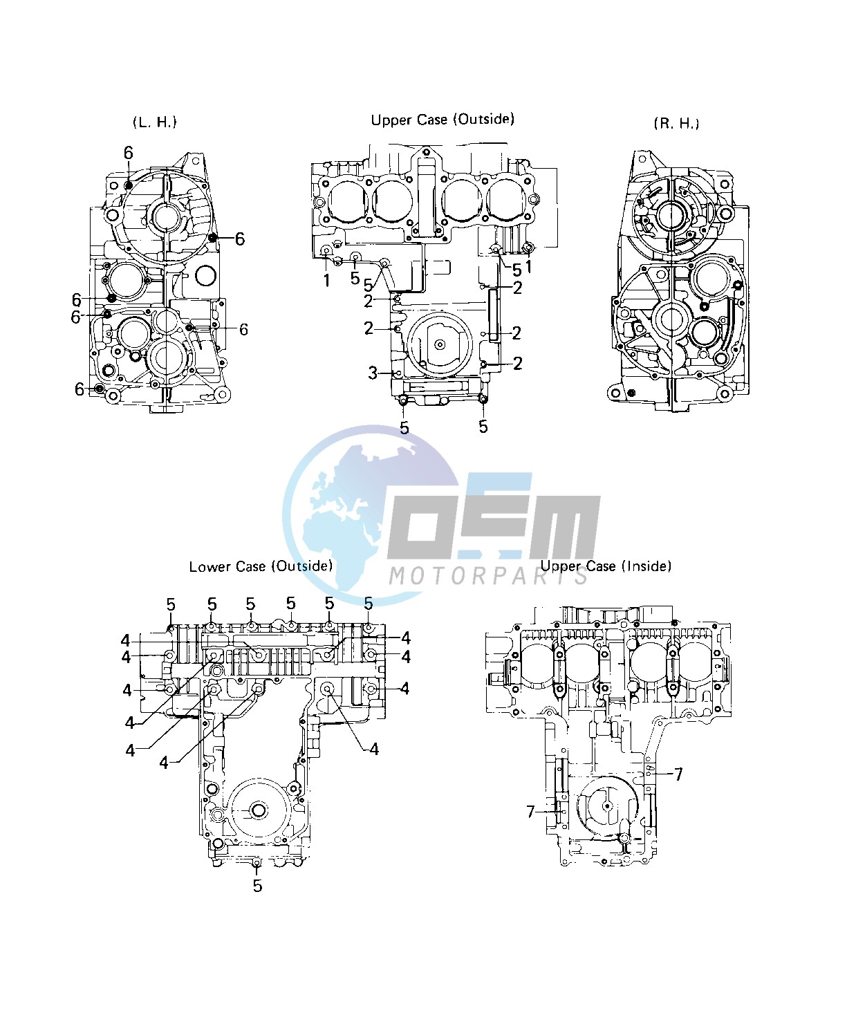 CRANKCASE BOLT & STUD PATTERN -- 80-81 C1_C2- -