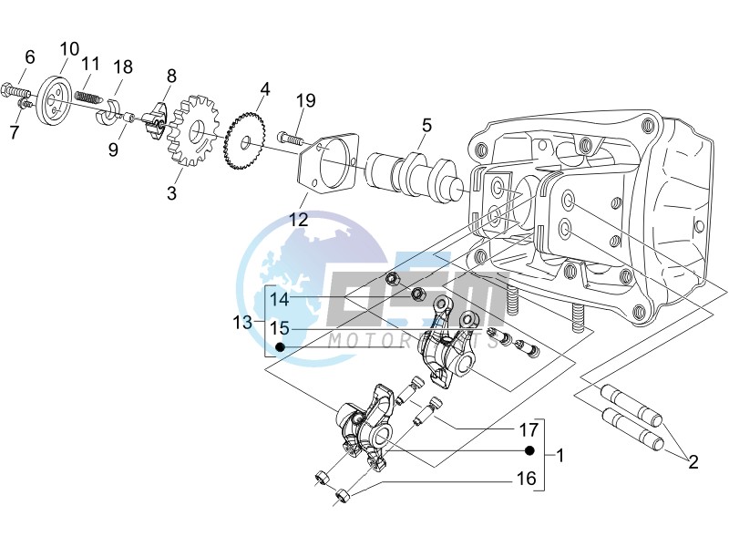 Camshaft - Rocking levers support unit