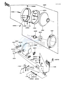 KZ 1100 A [SHAFT] (A1-A3) [SHAFT] drawing HEADLIGHT -- KZ1100-A1_A2- -