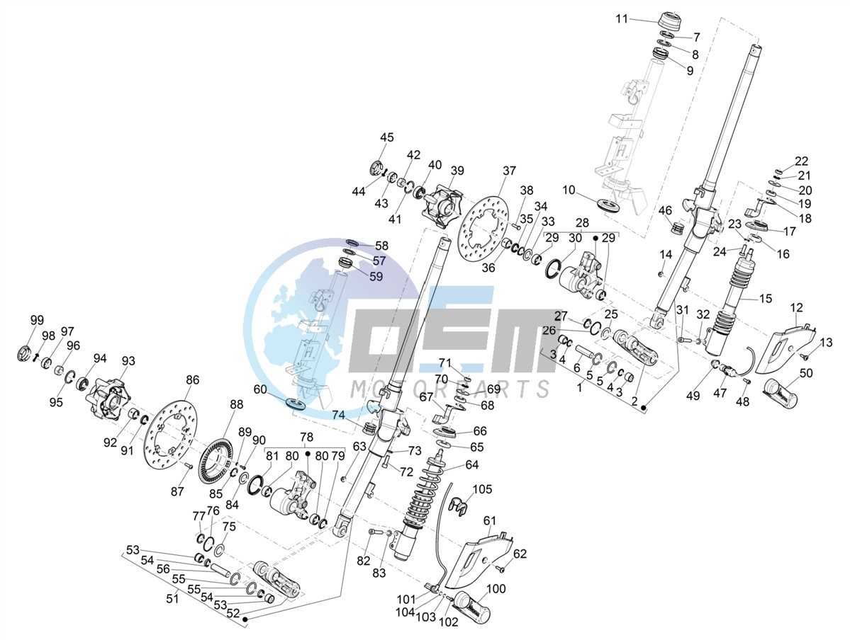 Fork/steering tube - Steering bearing unit