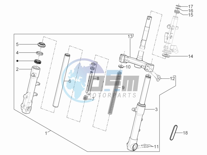 Fork steering tube - Steering bearing unit