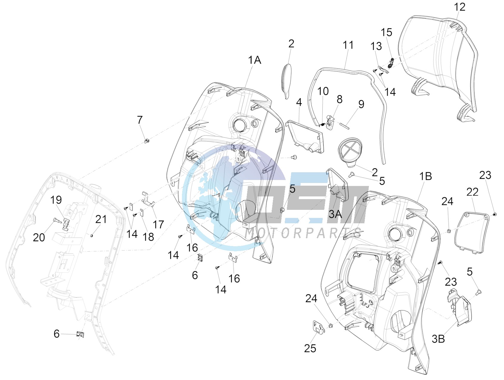 Front glove-box - Knee-guard panel