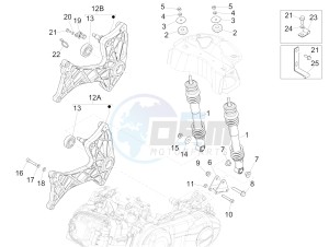 SUPER GTS 125 4T IE ABS-NOABS E3 (EMEA) drawing Rear suspension - Shock absorber/s