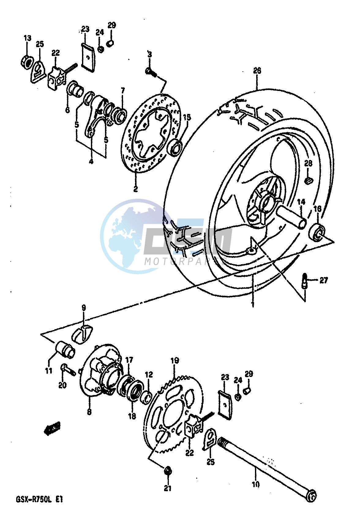 REAR WHEEL (MODEL J K)