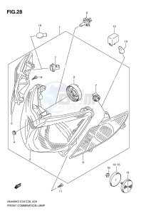 AN400 (E3-E28) Burgman drawing FRONT COMBINATION LAMP