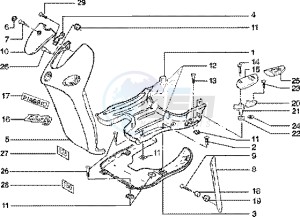 Liberty 125 Leader drawing Front shield-foot board-spoiler