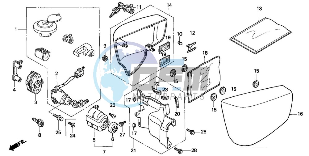 SIDE COVER/KEY SET (VT1100C2)