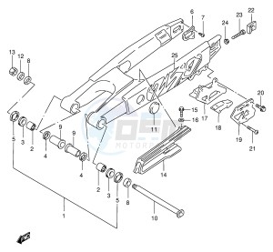 RM250 (E3-E28) drawing REAR SWINGING ARM (MODEL T)