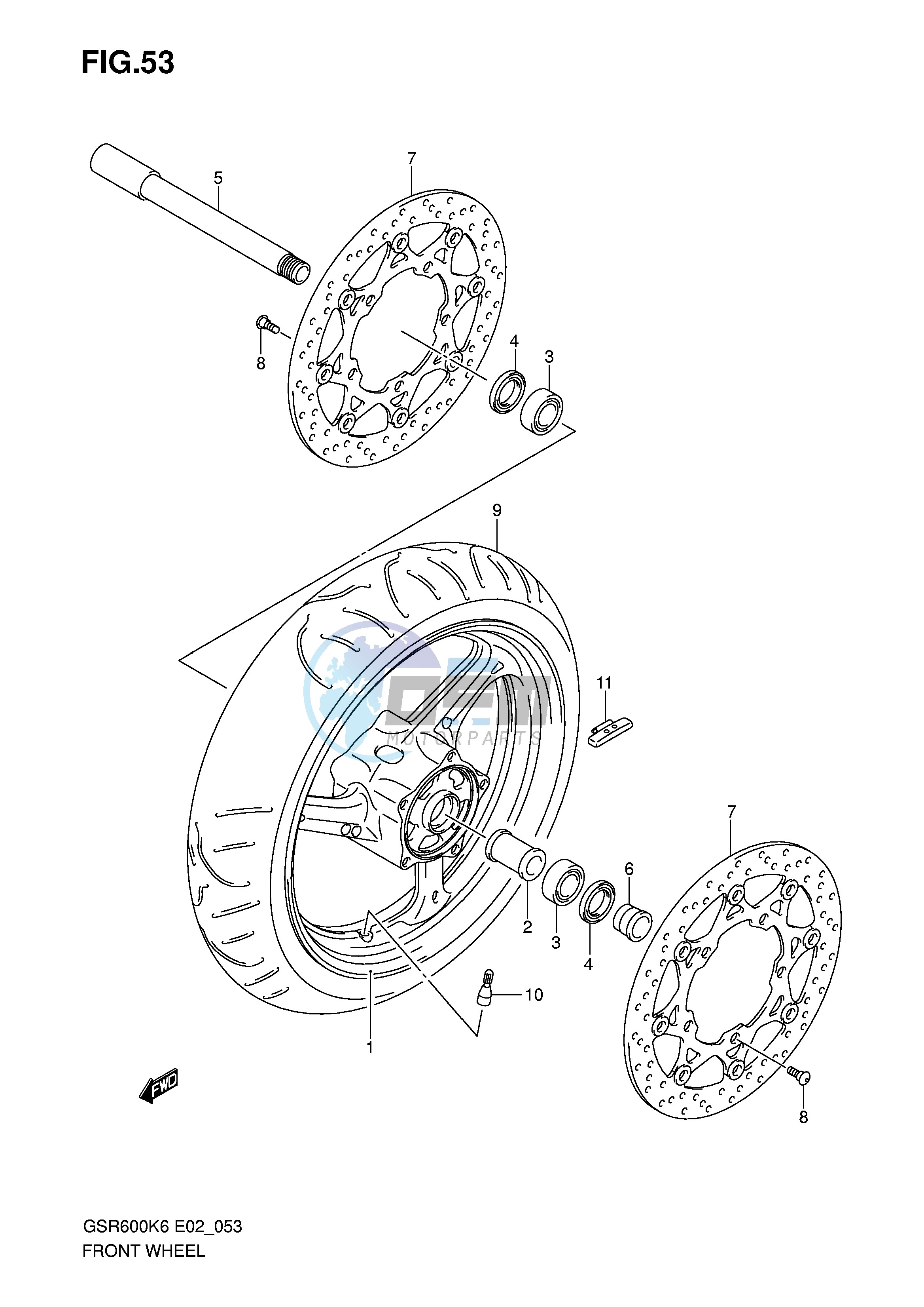 FRONT WHEEL (GSR600K6 UK6 K7 UK7 K8 UK8 K9 UK9 L0 UL0)