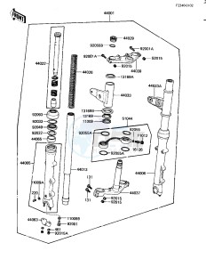 KZ 1100 B [GPZ) (B1-B2) [GPZ) drawing FRONT FORK -- KZ1100-B2- -