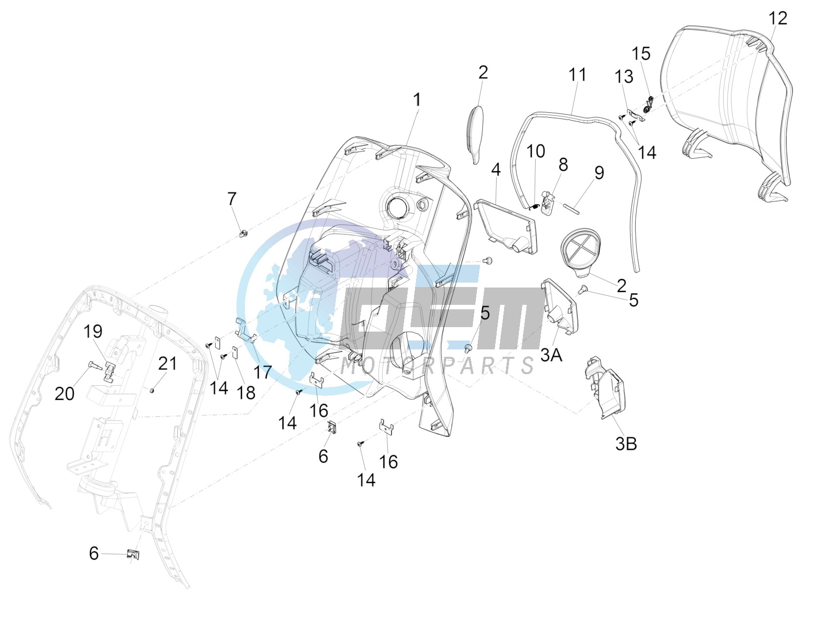 Front glove-box - Knee-guard panel