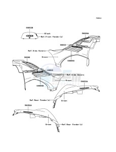 KVF750 4x4 KVF750-A1 EU GB drawing Decals(Green)(EU,UK)