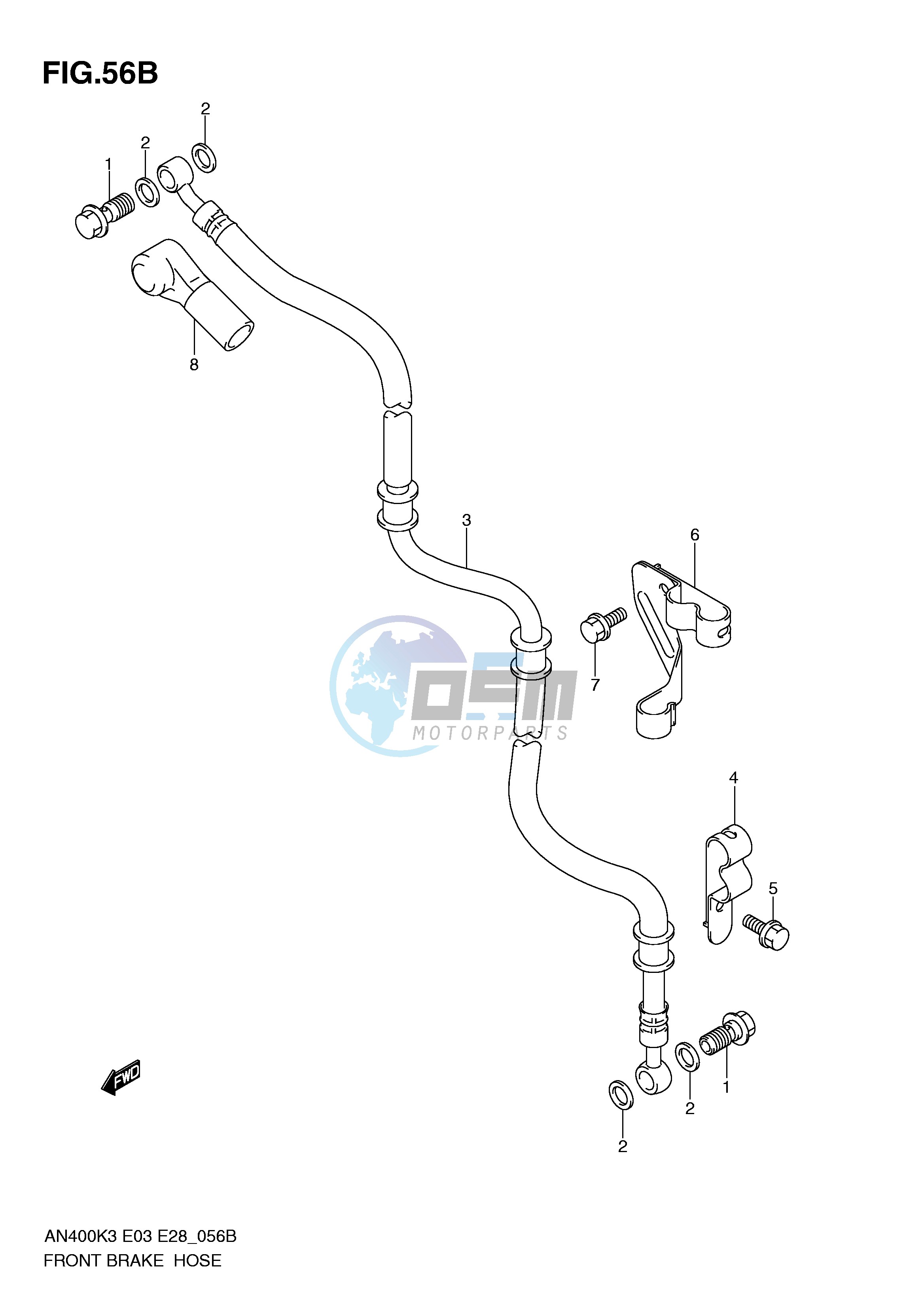 FRONT BRAKE HOSE (AN400SK5 SK6)