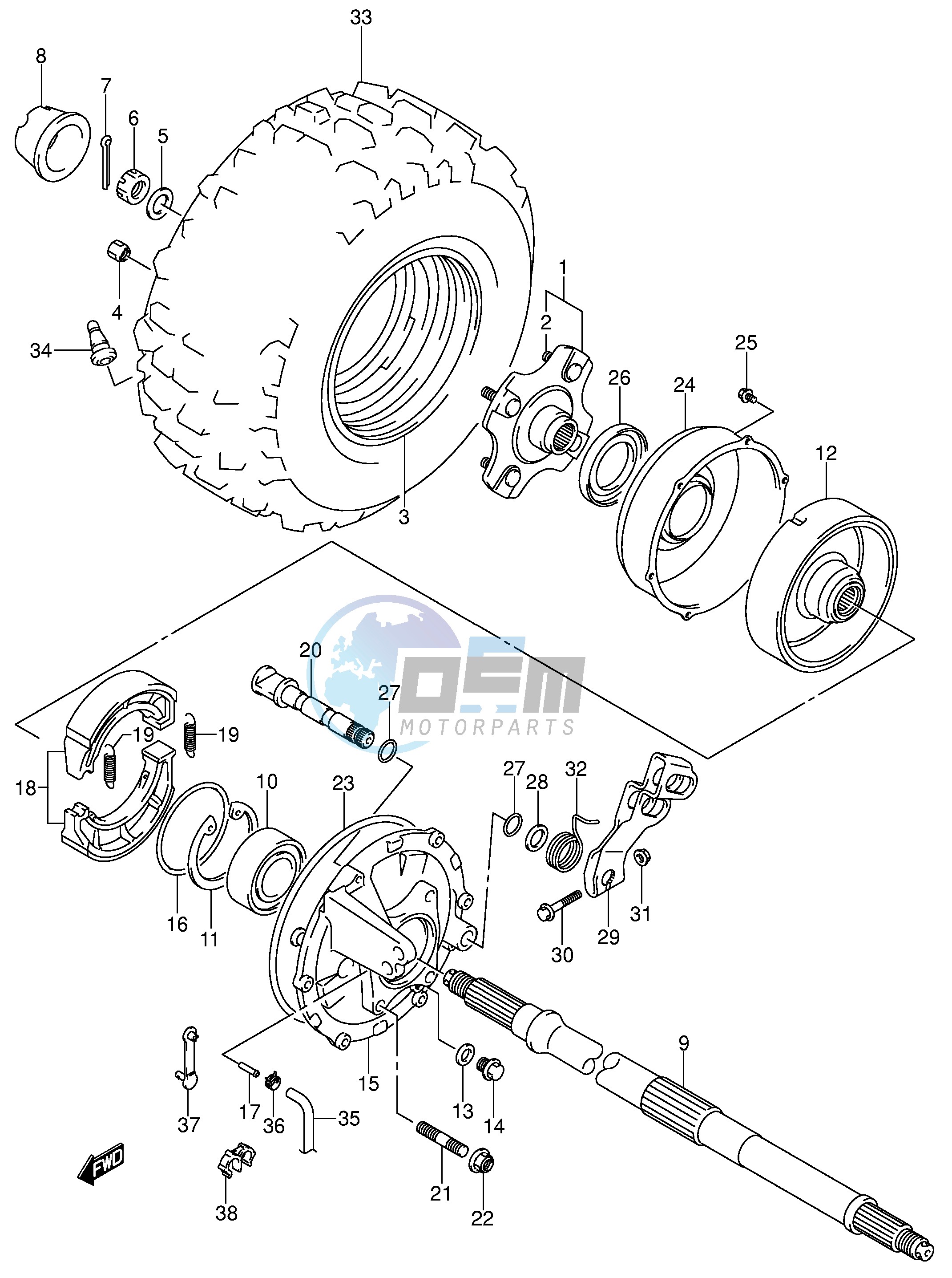 RIGHT REAR WHEEL (MODEL K2 K3)