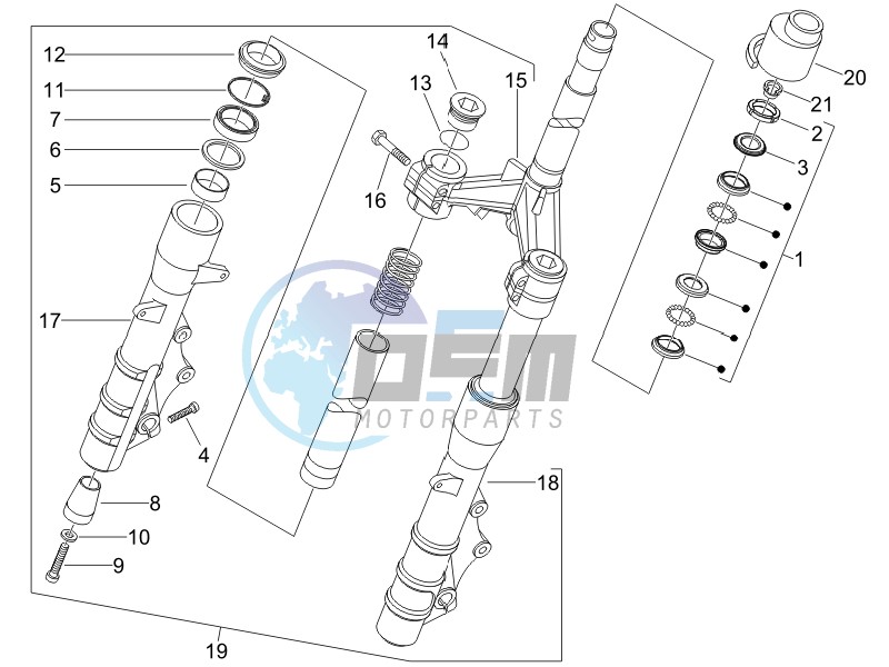 Fork steering tube - Steering bearing unit