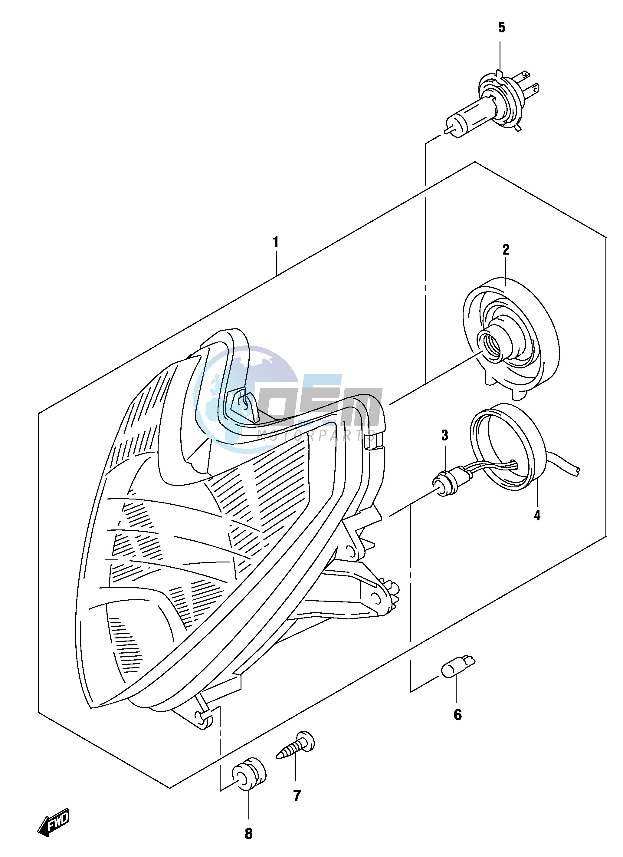 HEADLAMP (GS500FK4 FUK4 P2, P19, P54)