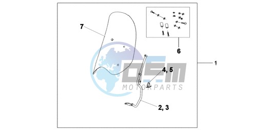 WINDSHIELD WITHOUT KNUCKLE VISOR