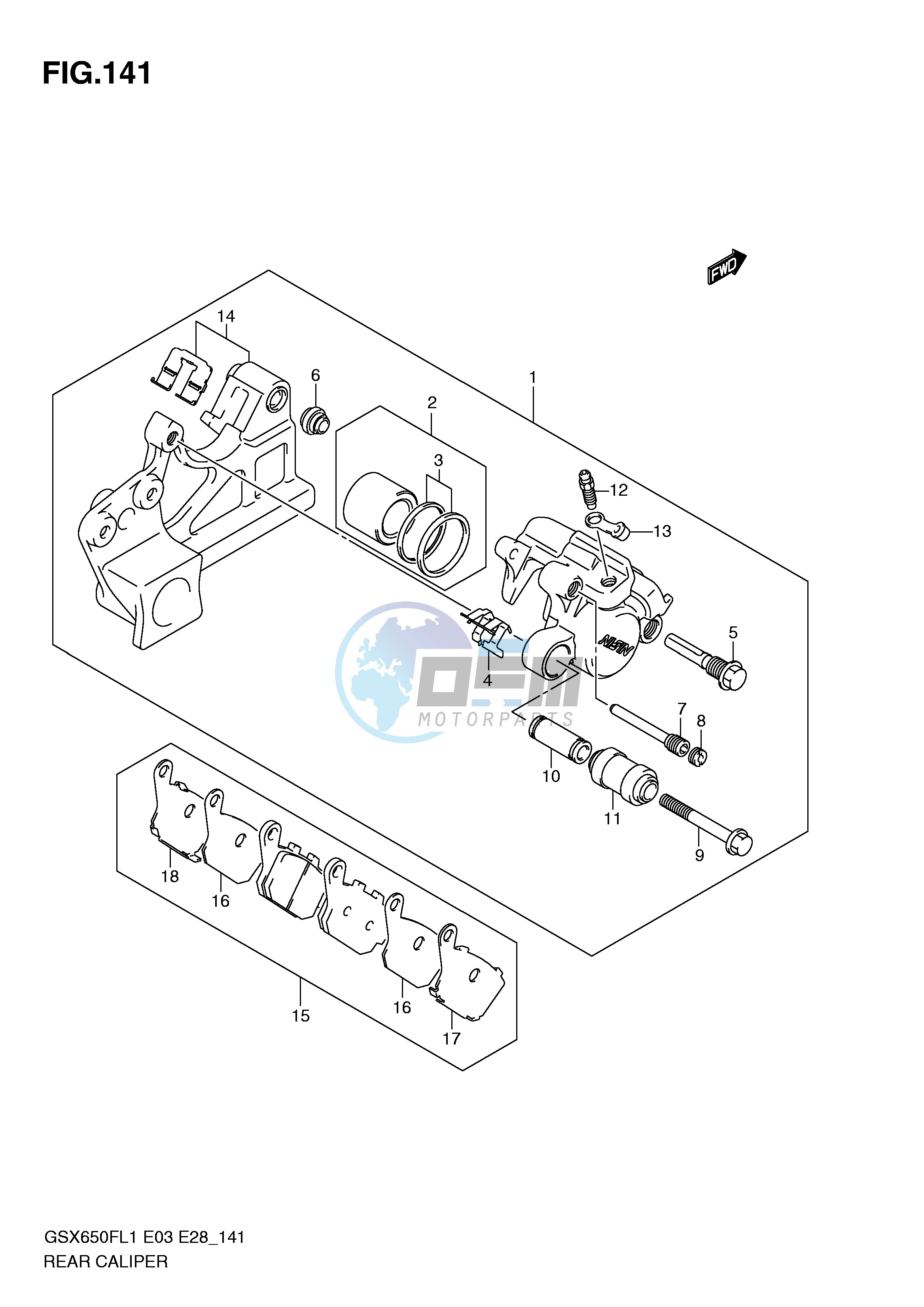 REAR CALIPER (GSX650FL1 E28)