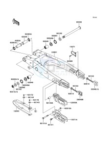 KX125 KX125M7F EU drawing Swingarm