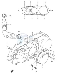 LT80 (P3-P28) drawing CRANKCASE LEFT COVER