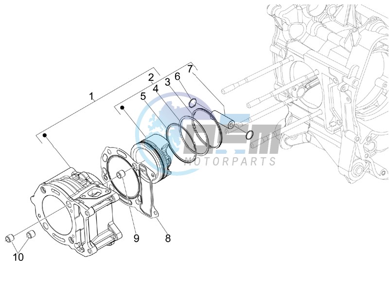 Cylinder-piston-wrist pin unit