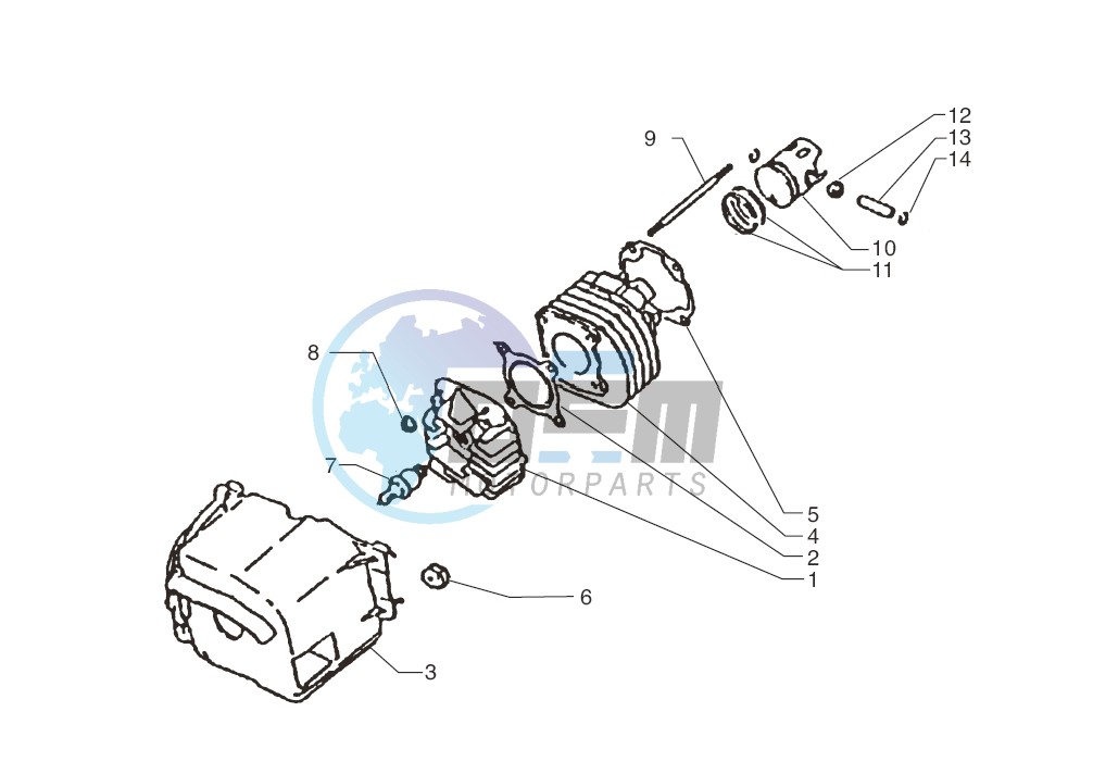 Cylinder-piston-wrist pin assy.