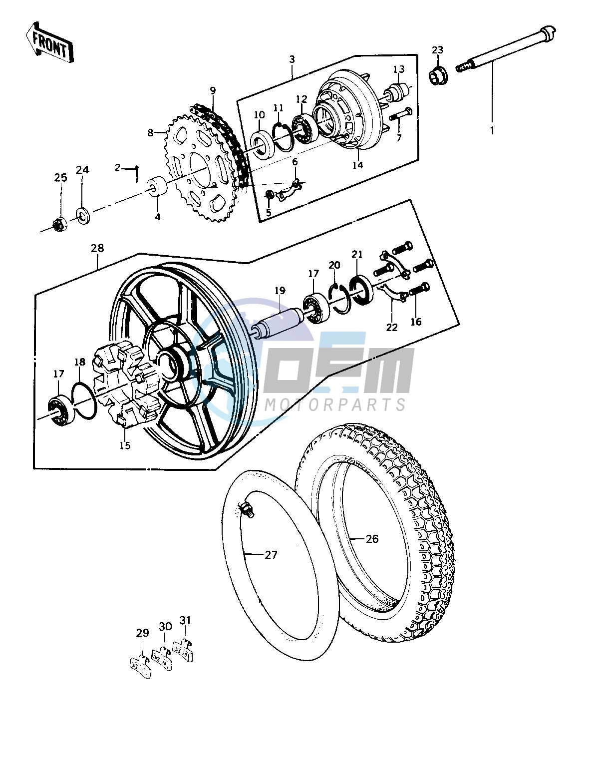 REAR WHEEL_HUB_TIRE_CHAIN -- 79-80 B3_B4- -