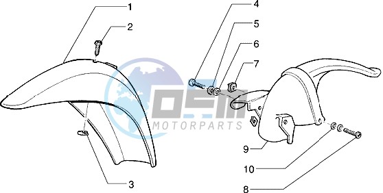 Front and rear mudguard