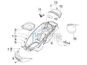 Beverly 400 ie Tourer e3 drawing Helmet box - Undersaddle