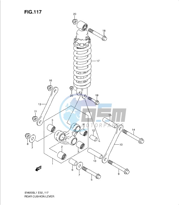 REAR CUSHION LEVER (SV650SUL1 E24)