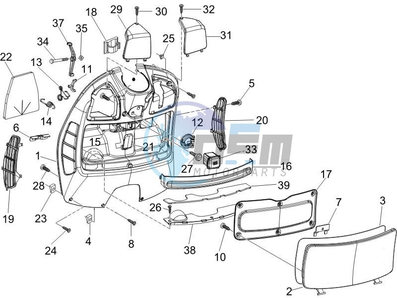 Front glovebox - Knee-guard panel