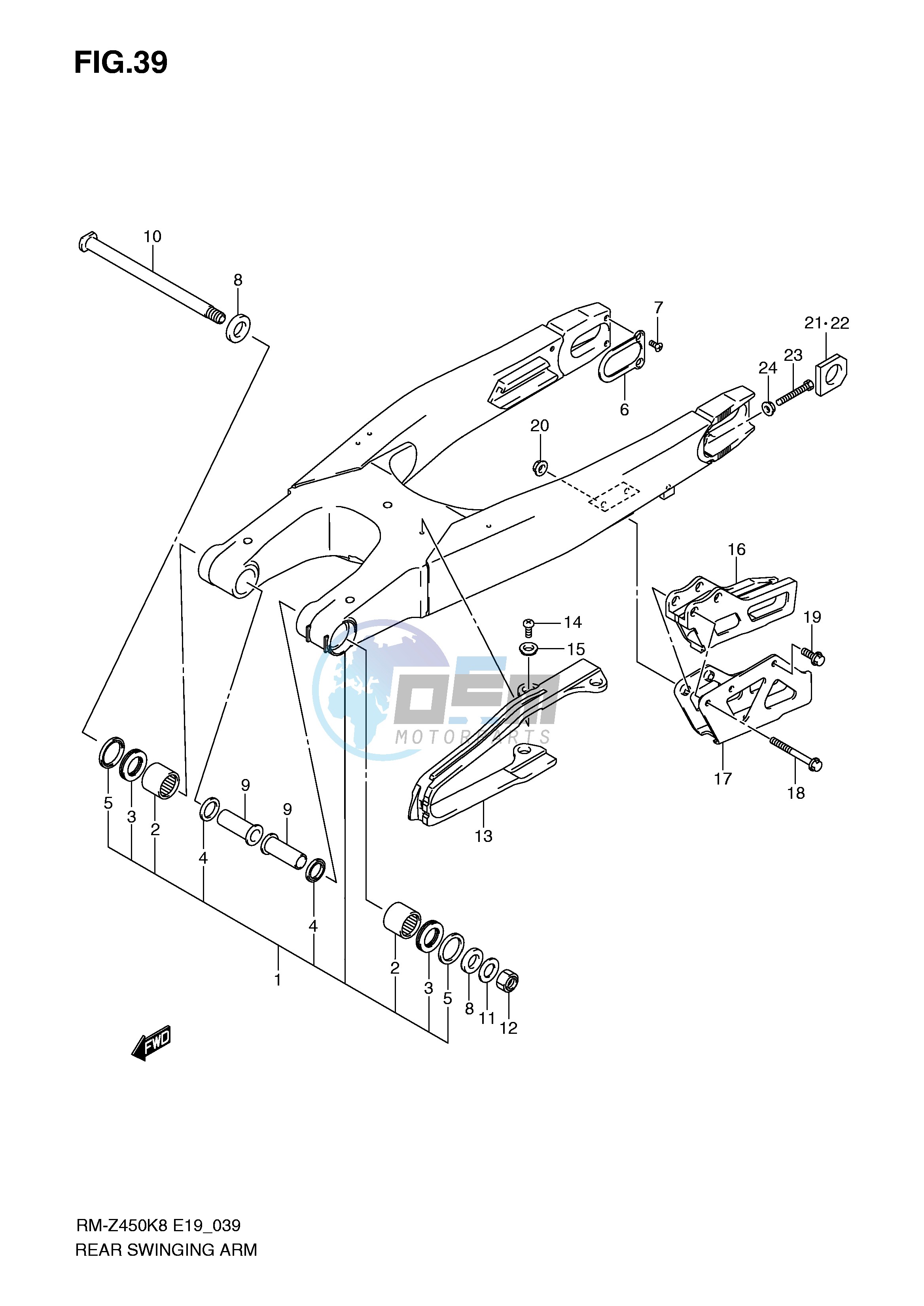 REAR SWINGING ARM (RM-Z450K8 K9)