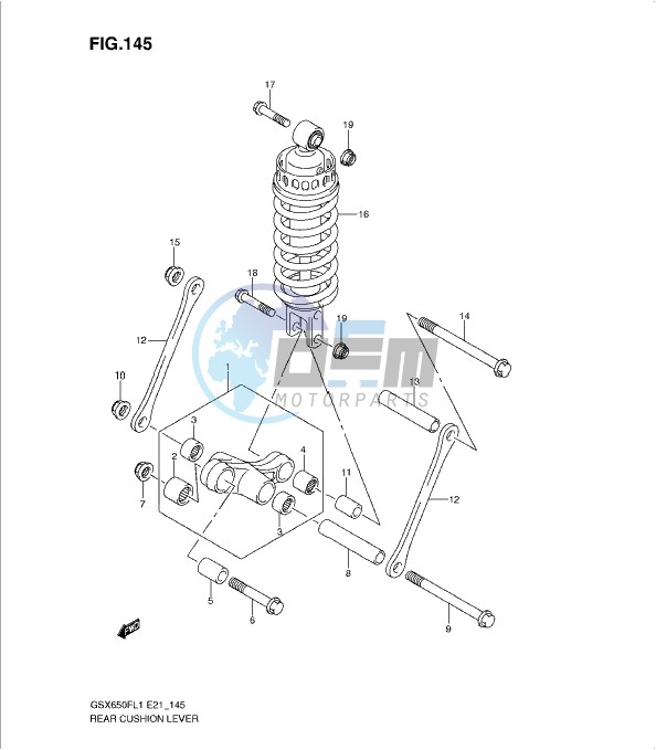 REAR CUSHION LEVER (GSX650FUAL1 E21)