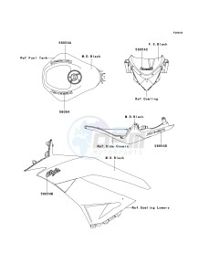 ZX 600 R [NINJA ZX-6R MONSTER ENERGY] (R9FA) R9F drawing DECALS-- BLACK- --- R9F- --- CA,US- -