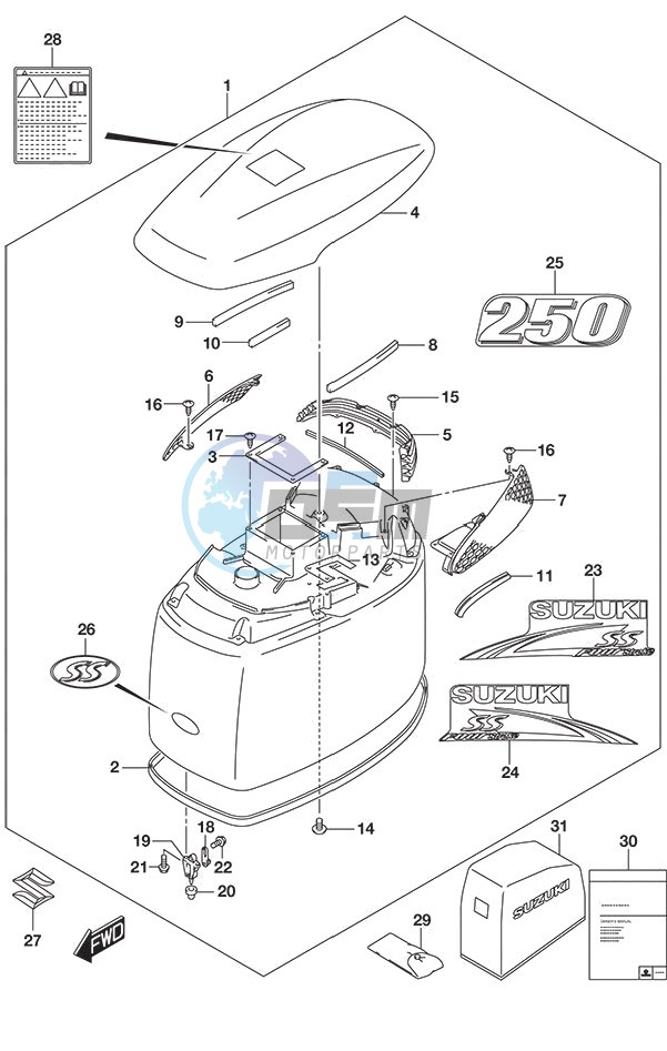 Engine Cover (Black) DF 250S