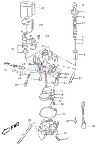 AY50 (V-W-X-Y) katana drawing CARBURETOR (model AY50 V W X Y)