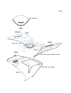 NINJA ZX-10R ZX1000D7F FR GB XX (EU ME A(FRICA) drawing Decals(Ebony)