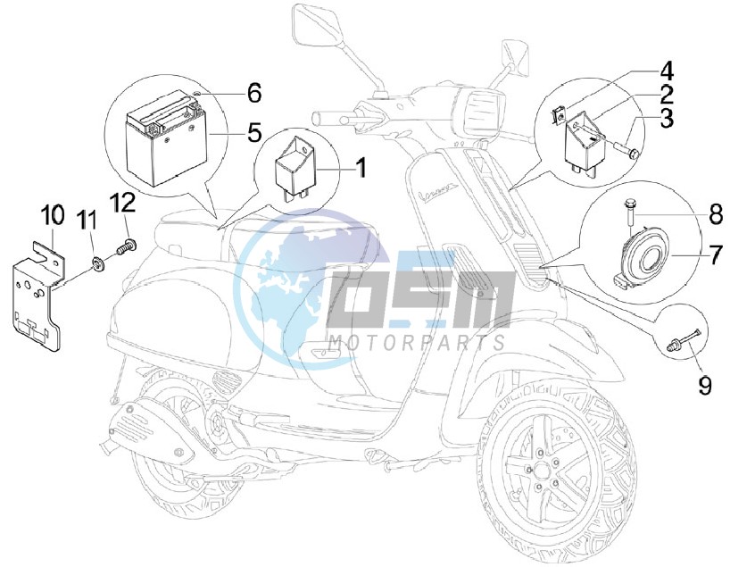 Control switches - Battery - Horn