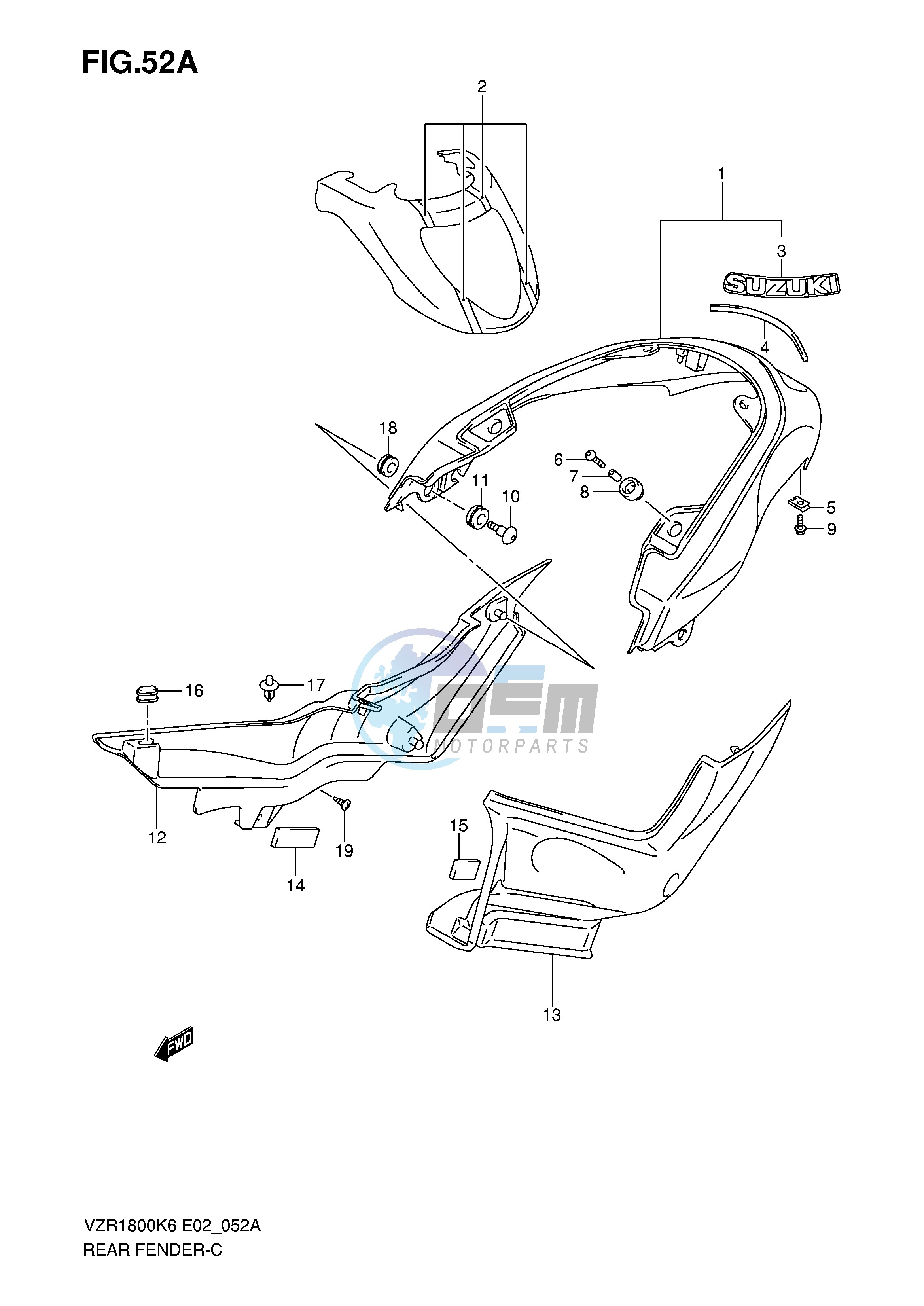 REAR FENDER (VZR1800ZK7 ZU2K7 ZK8 ZU2K8 ZK9 ZUFK9 ZL0 ZUFL0)