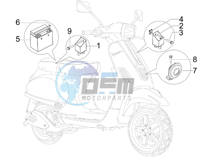 Control switches - Battery - Horn