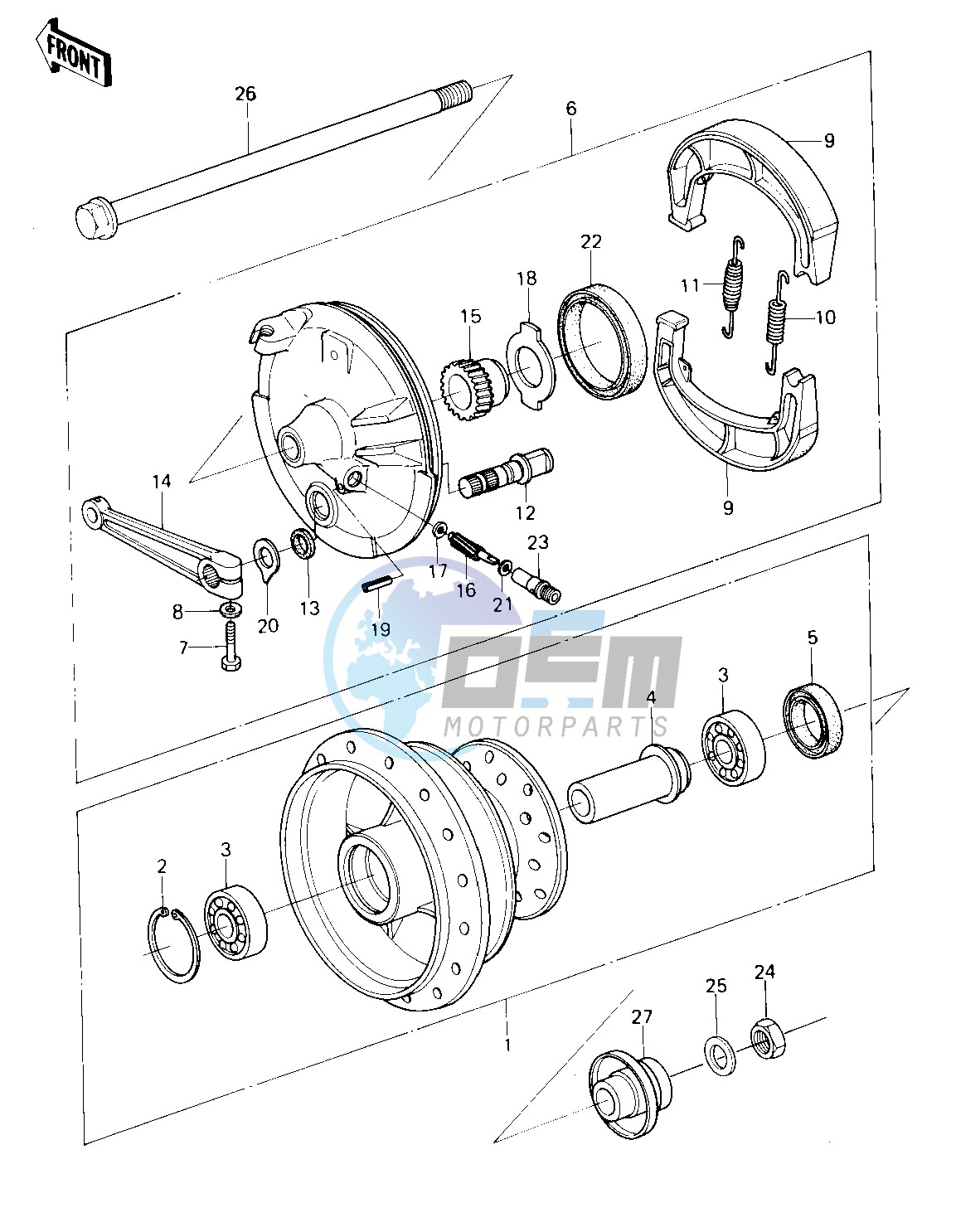 FRONT HUB_BRAKE -- 80-81 KL250-A3_A4- -