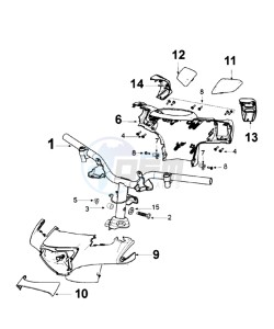 DJANGO 125 SPORT drawing HANDLEBAR ROD - HEADLIGHT COVER