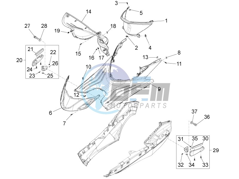 Central cover - Footrests